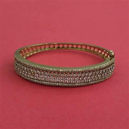 Cz Openable Kada With Mehndi 2 Tone Rhodium Plating