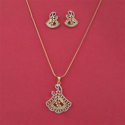 Cz Classic Pendant Set With 2 Tone Plating