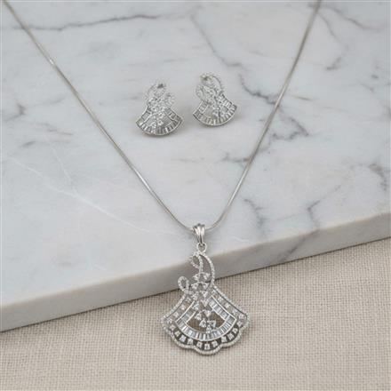 Cz Classic Pendant Set With Rhodium Plating