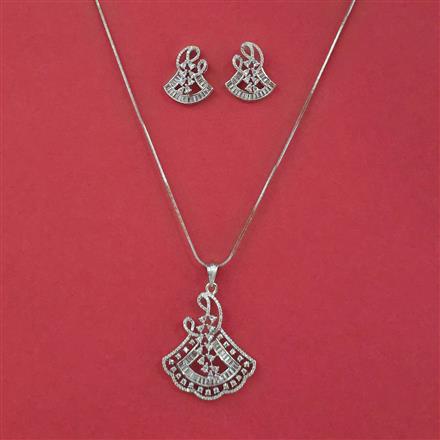 Cz Classic Pendant Set With Rhodium Plating