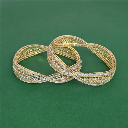 Cz Classic Bangles With 2 Tone Plating