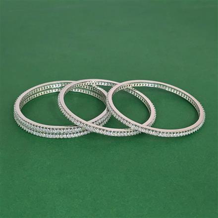 Cz Classic Bangles With Rhodium Plating