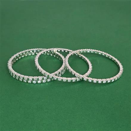 Cz Classic Bangles With Rhodium Plating