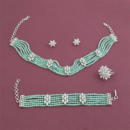 Cz Combo Necklace Set With Rhodium Plating