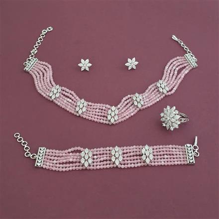 Cz Combo Necklace Set With Rhodium Plating