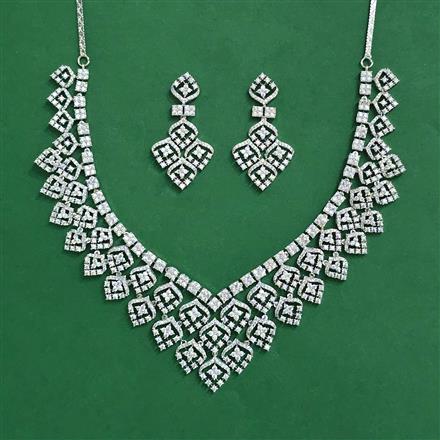 Cz Classic Necklace With 2 Tone Rhodium Plating