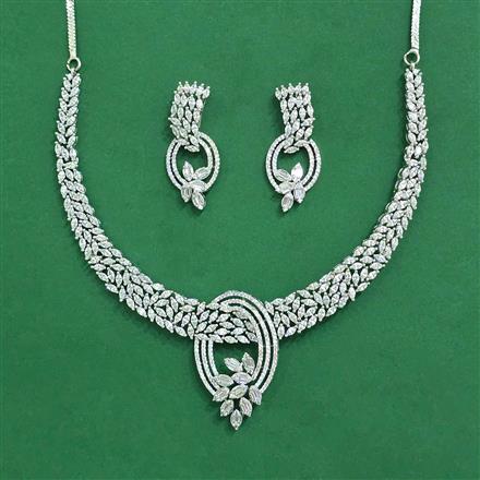 Cz Classic Necklace With 2 Tone Rhodium Plating