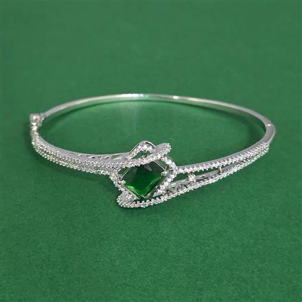 Cz Openable Kada With Rhodium Plating