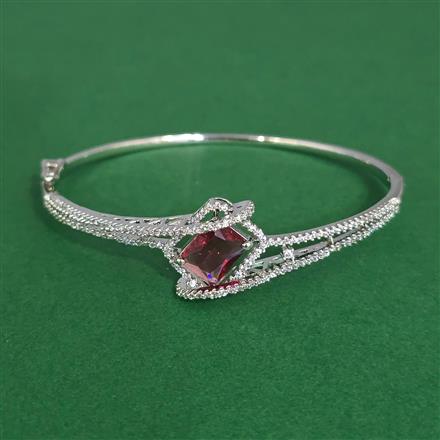 Cz Openable Kada With Rhodium Plating