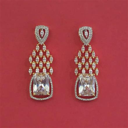 Cz Classic Earring With 2 Tone Plating