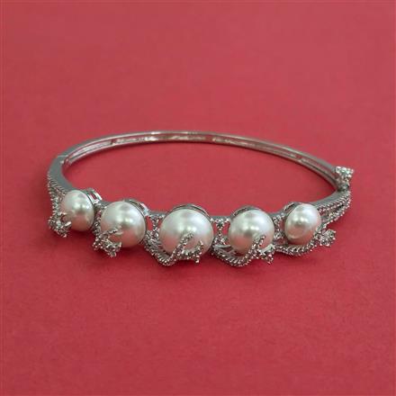 Cz Openable Kada With Mehndi 2 Tone Rhodium Plating