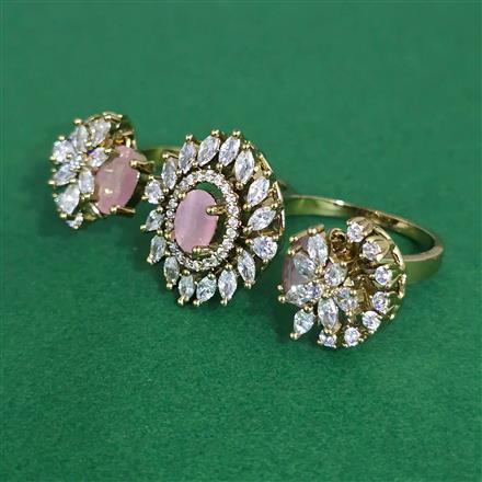 Cz Classic Ring With Mehndi Plating