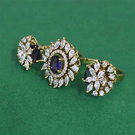 Cz Classic Ring With Mehndi Plating