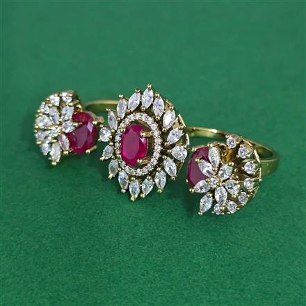 Cz Classic Ring With Mehndi Plating