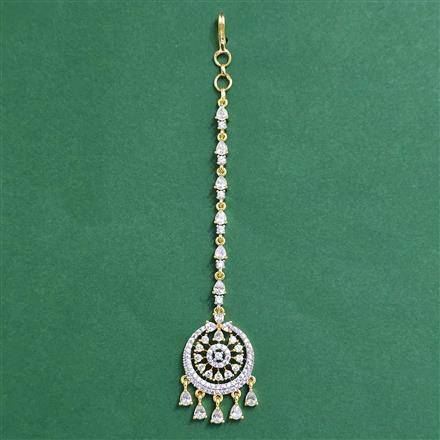 Cz Classic Tikka With Mehndi 2 Tone Rhodium Plating