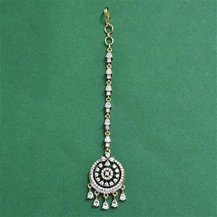 Cz Classic Tikka With Mehndi 2 Tone Rhodium Plating