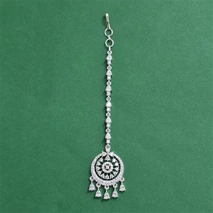 Cz Classic Tikka With Mehndi 2 Tone Rhodium Plating
