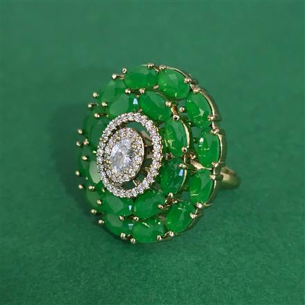 Cz Adjustable Ring With Mehndi Plating