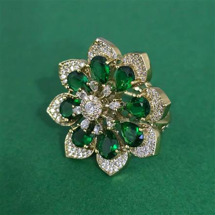 Cz Adjustable Ring With Mehndi Plating