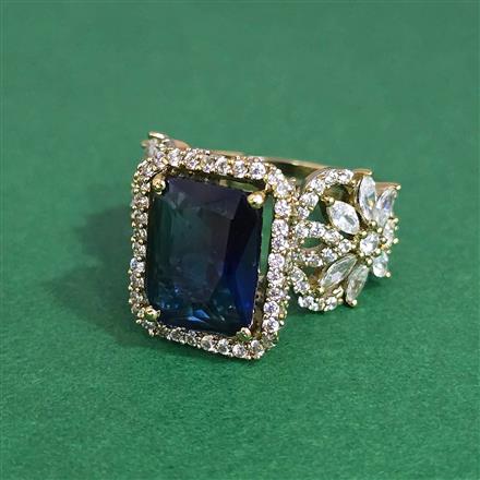 Cz Adjustable Ring With Mehndi Plating