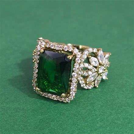 Cz Adjustable Ring With Mehndi Plating