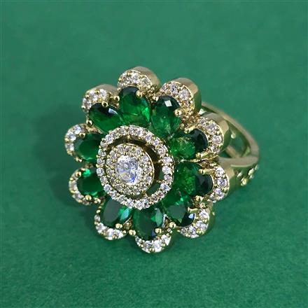 Cz Adjustable Ring With Mehndi Plating