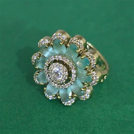 Cz Adjustable Ring With Mehndi Plating