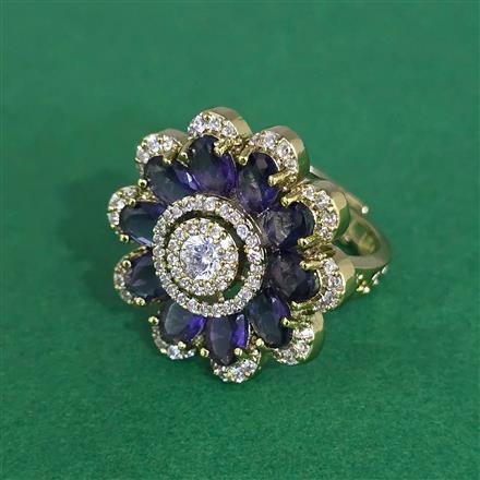 Cz Adjustable Ring With Mehndi Plating