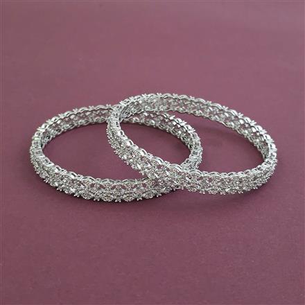 Cz Classic Bangles With Rhodium Plating