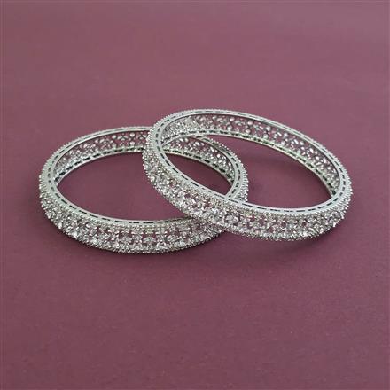 Cz Classic Bangles With Rhodium Plating