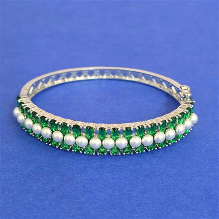 Cz Openable Kada With Rhodium Plating