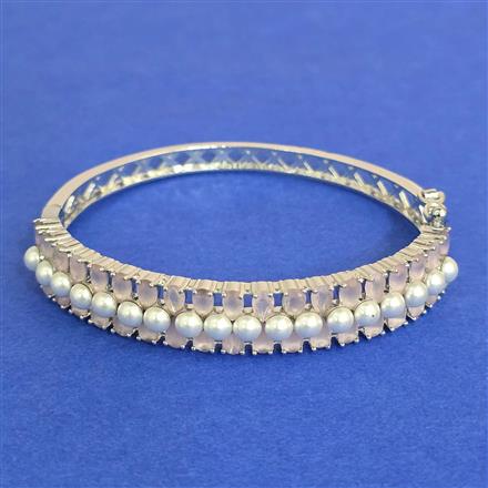 Cz Openable Kada With Rhodium Plating
