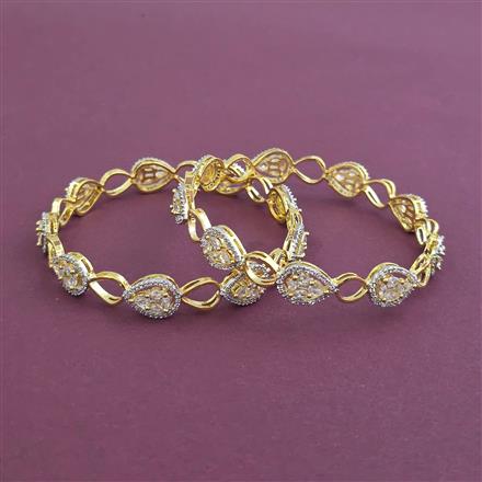 Cz Classic Bangles With 2 Tone Plating
