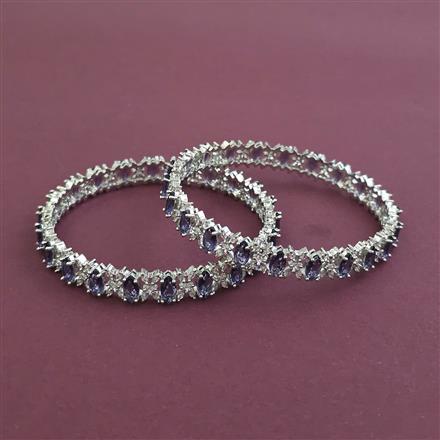 Cz Classic Bangles With Rhodium Plating