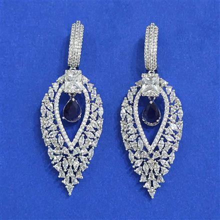 Cz Classic Earring With Rhodium Plating