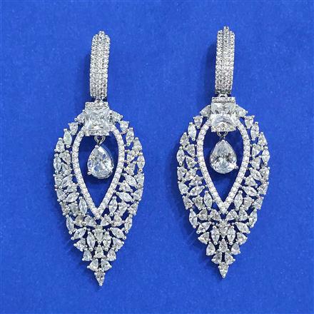 Cz Classic Earring With Rhodium Plating