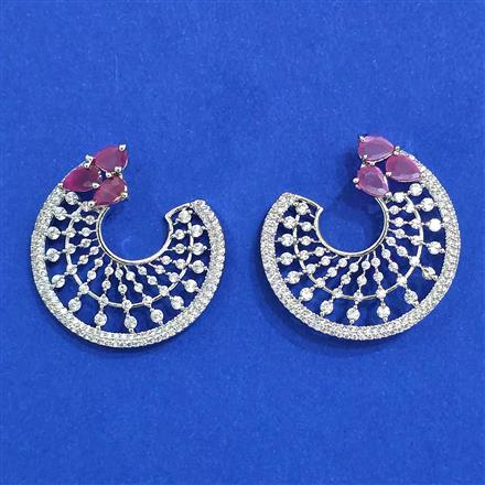 Cz Classic Earring With Rhodium Plating