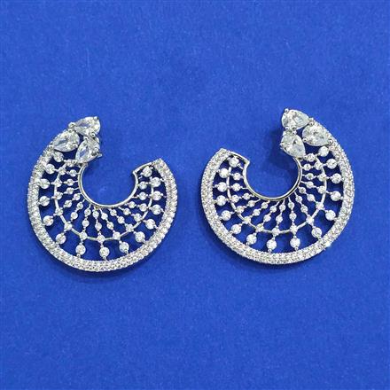 Cz Classic Earring With Rhodium Plating