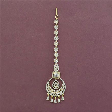 Cz Classic Tikka With Mehndi 2 Tone Rhodium Plating