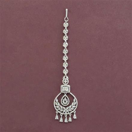 Cz Classic Tikka With Mehndi 2 Tone Rhodium Plating
