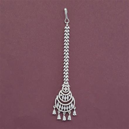 Cz Classic Tikka With Mehndi 2 Tone Rhodium Plating