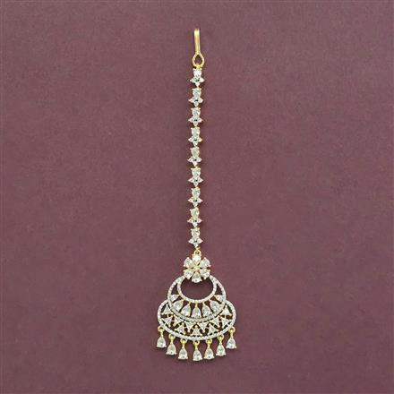Cz Classic Tikka With Mehndi 2 Tone Rhodium Plating