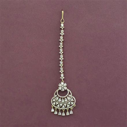 Cz Classic Tikka With Mehndi 2 Tone Rhodium Plating