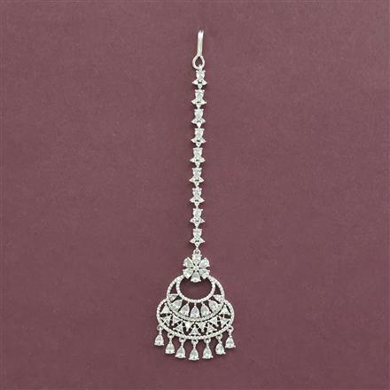 Cz Classic Tikka With Mehndi 2 Tone Rhodium Plating