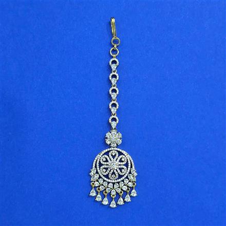 Cz Classic Tikka With Mehndi 2 Tone Rhodium Plating