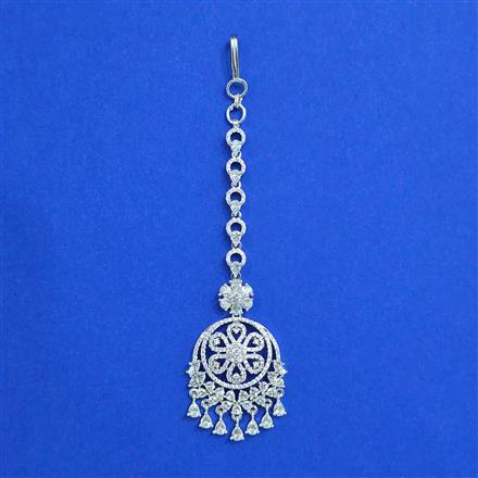 Cz Classic Tikka With Mehndi 2 Tone Rhodium Plating