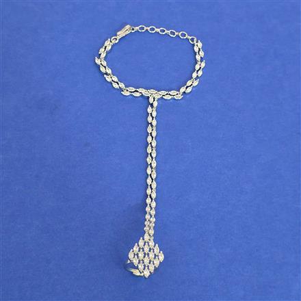 Cz Classic Hath Pan With Mehndi 2 Tone Rhodium Plating