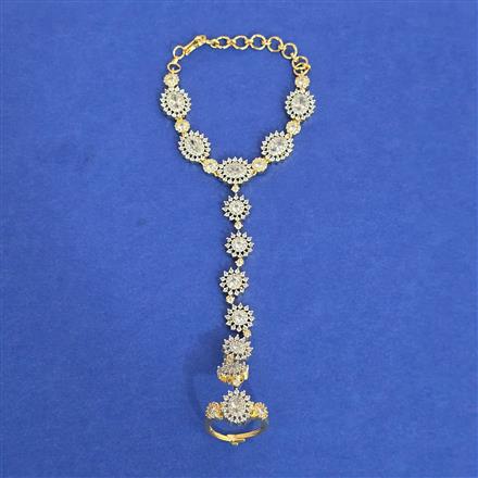 Cz Classic Hath Pan With Mehndi 2 Tone Rhodium Plating