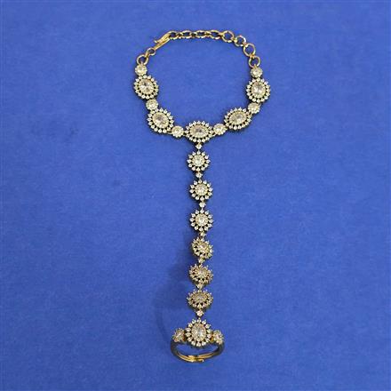 Cz Classic Hath Pan With Mehndi 2 Tone Rhodium Plating