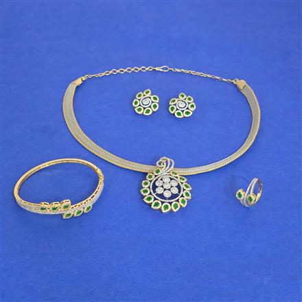 Cz Classic Pendant Set With 2 Tone Plating